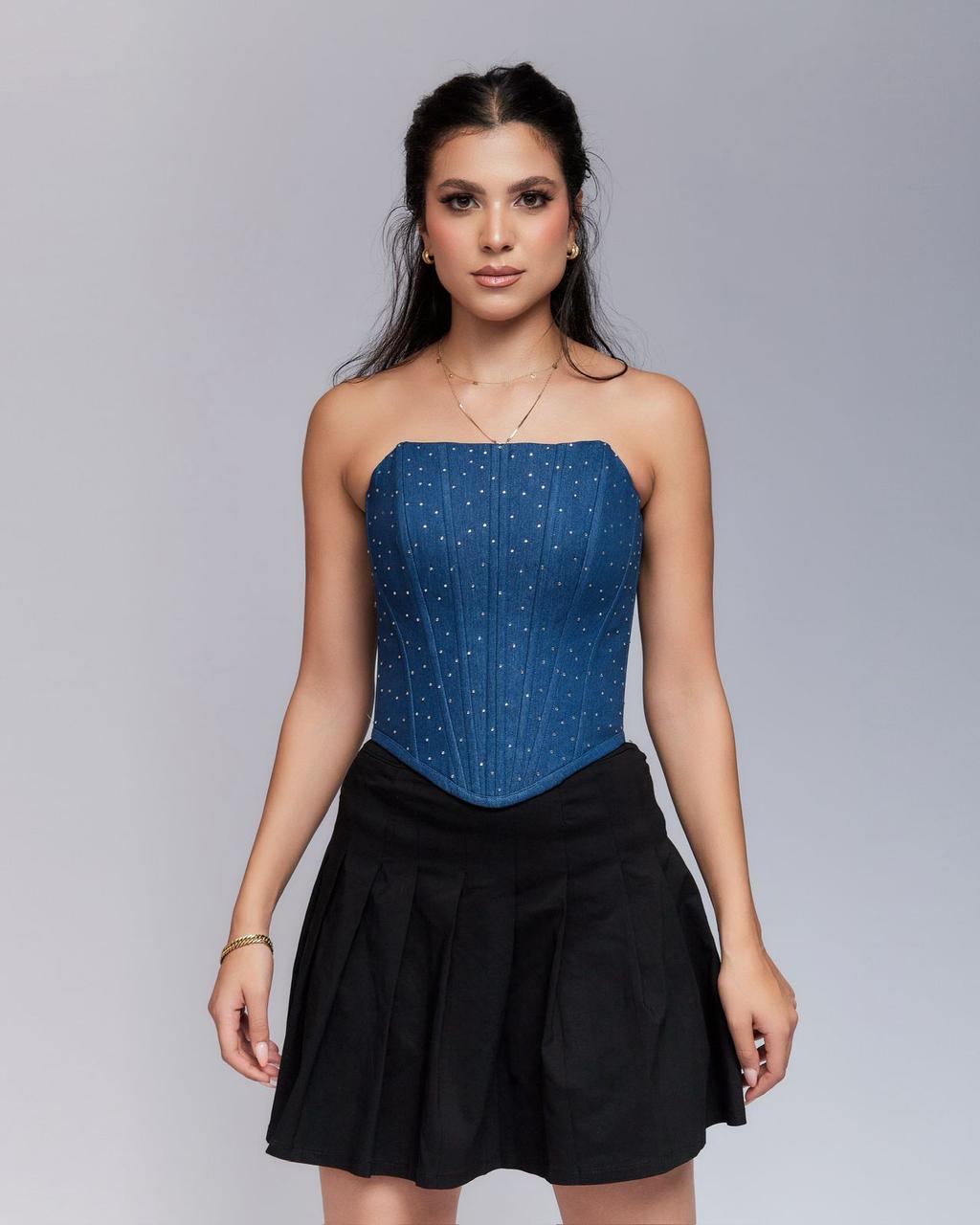 Striped velvet corset